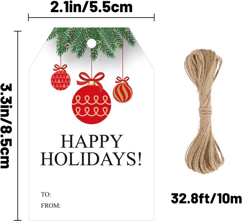 Alynta Holiday Gift Tags - Happy Holidays Gift Tags with String Christmas Name Tag 50Pcs Xmas Tag for Presents Gift Wrapping Christmas Holiday Decorations - Image 2